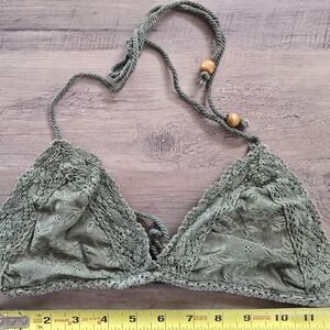 POL Lace Halter Bralette in Sage